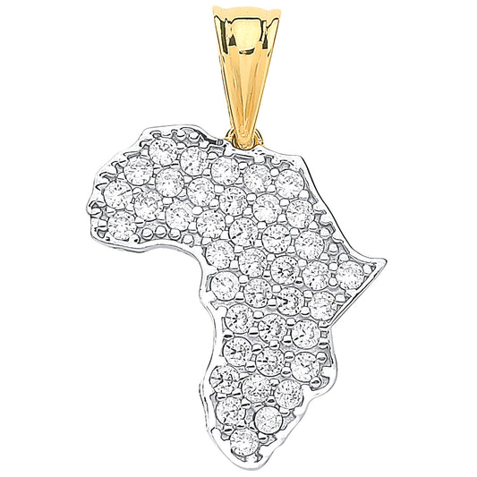 Y/G Cz Africa Map Hollow Pendant