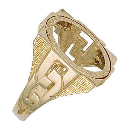 Y/G (Half) Square Top  ID Sides Sovereign Ring