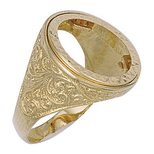 Y/G (Half) Engraved Sides Sovereign Ring