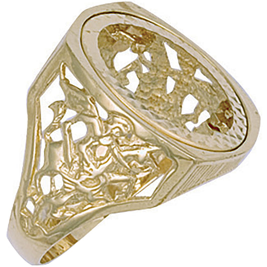 Y/G (Full) Square Top George & Dragon Sovereign Ring
