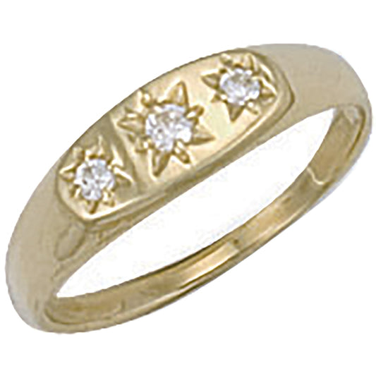 Y/G Cz 3 Stone Baby Gipsy Ring