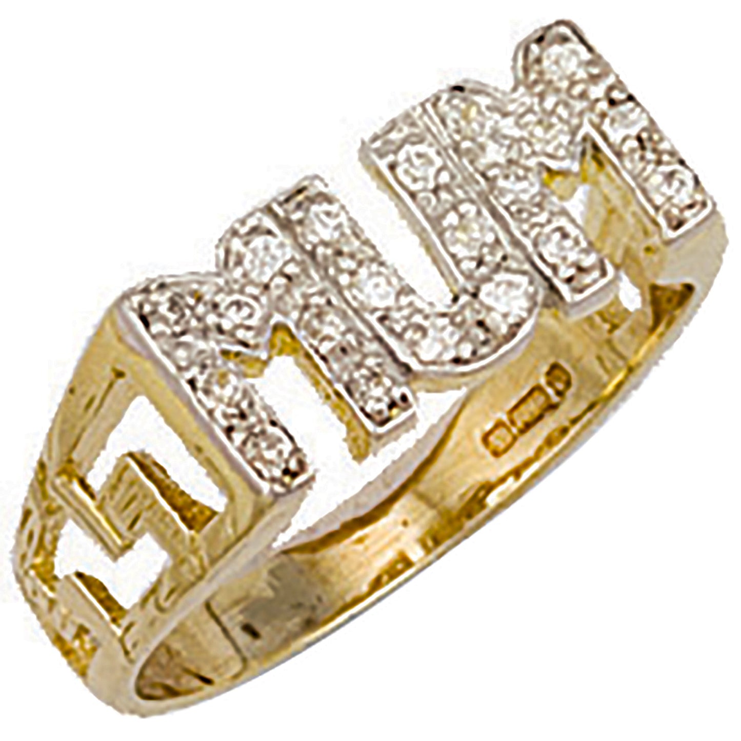 Y/G Cz ID Sides Mum Ring