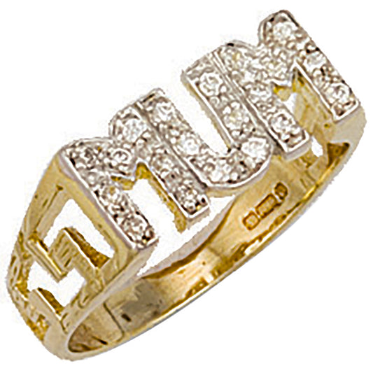 Y/G Cz ID Sides Mum Ring
