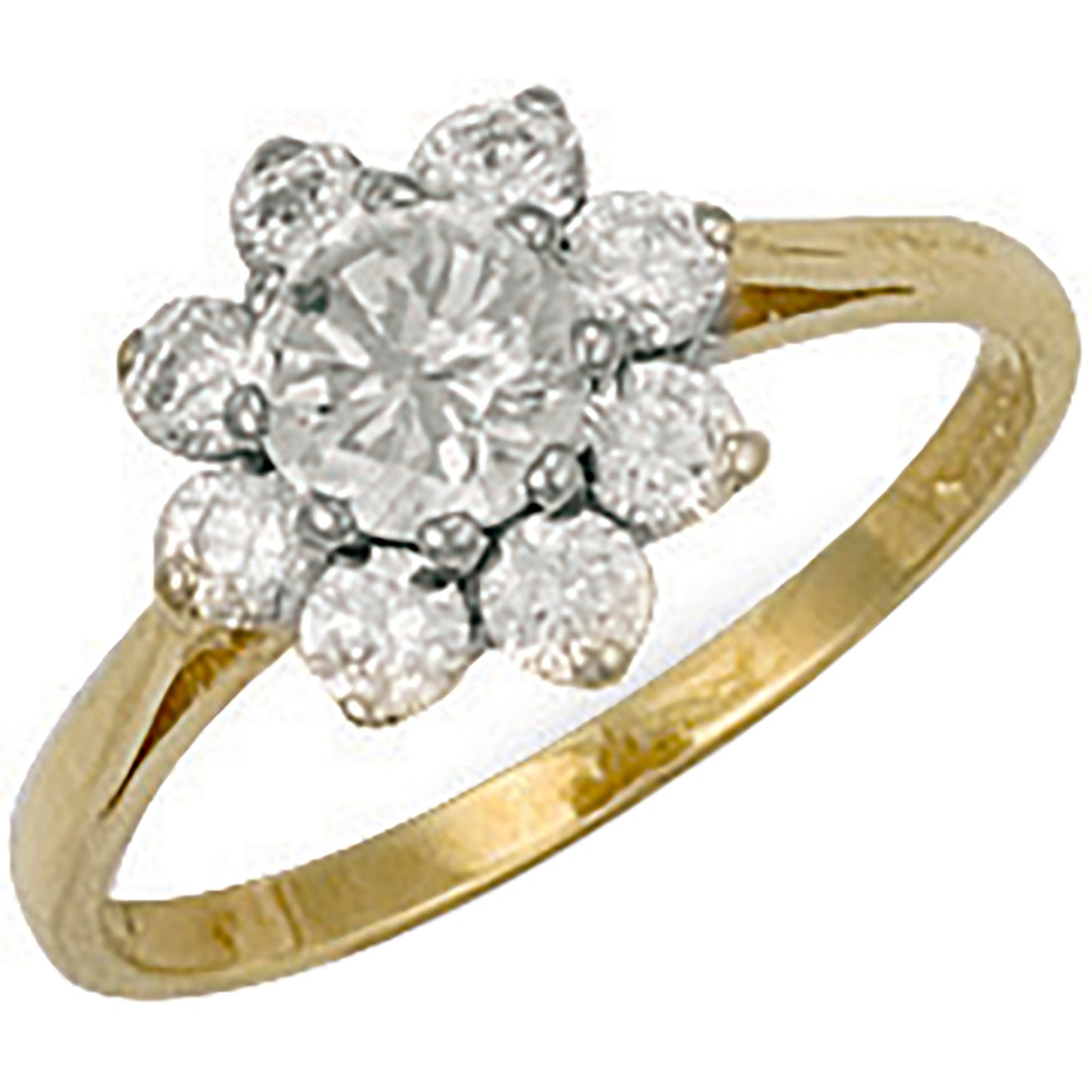 Y/G Cz Cluster Ring