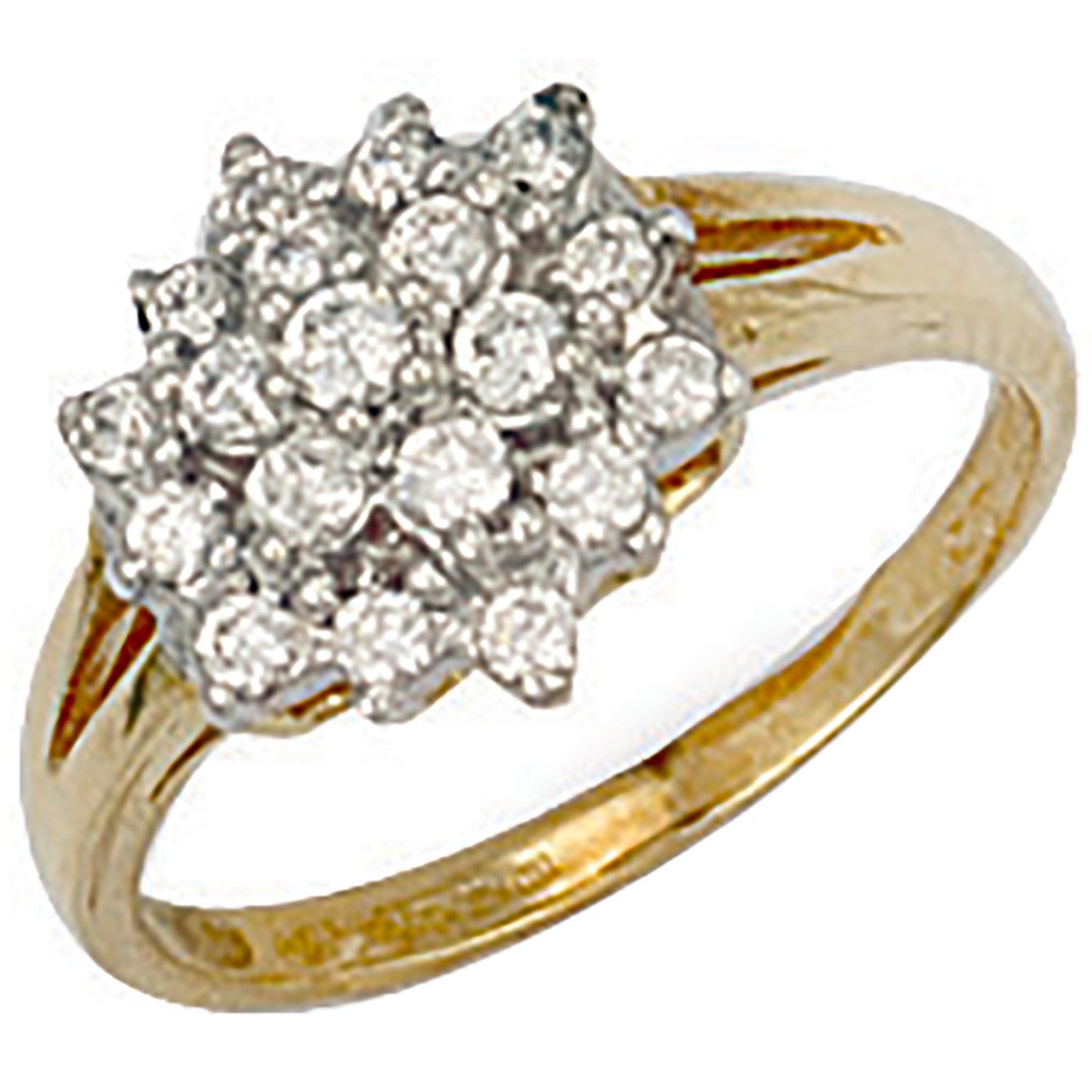 Y/G Cz Cluster Ring
