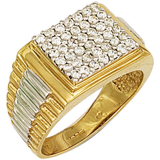 Y/G Square Top Gents Cz Ring