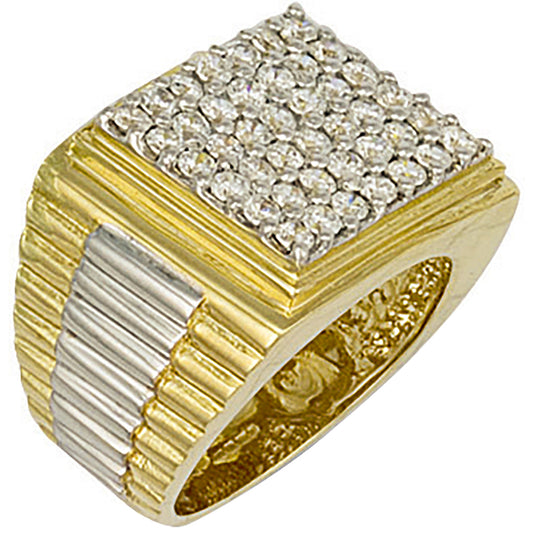 Y/G Square Top Gents Cz Ring