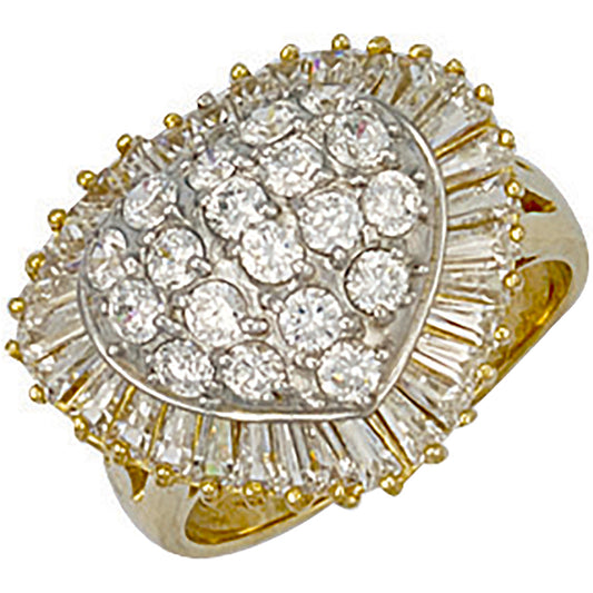 Y/G Cz Heart Cluster Ring