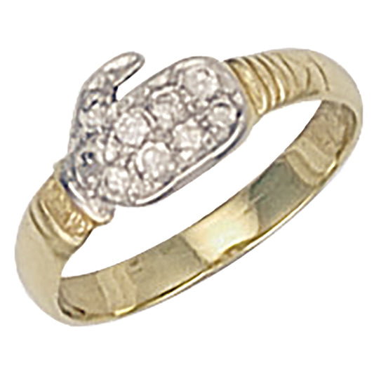 Y/G Cz Baby Boxing Glove Ring