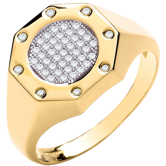 Y/G Octagon Top Fashion Cz Gents Ring