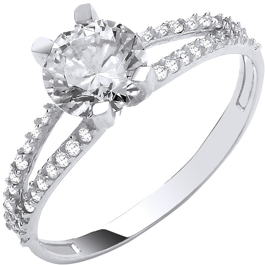 W/G Split Shank Cz Engagement Ring
