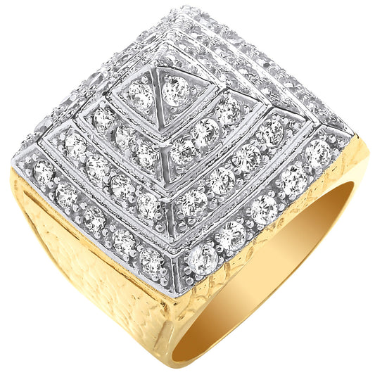 Y/G Cz Pyramid Gents Ring