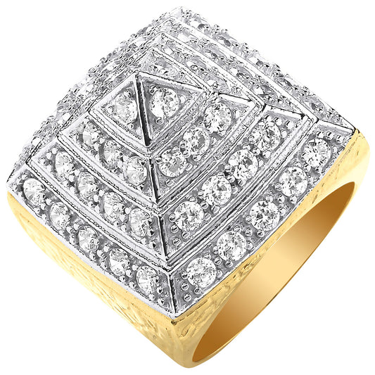 Y/G Large Cz Pyramid Gents Ring