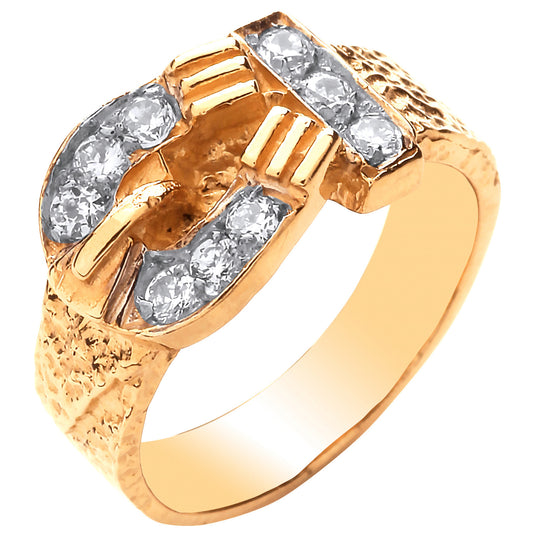 Y/G Cz Buckle Baby Ring