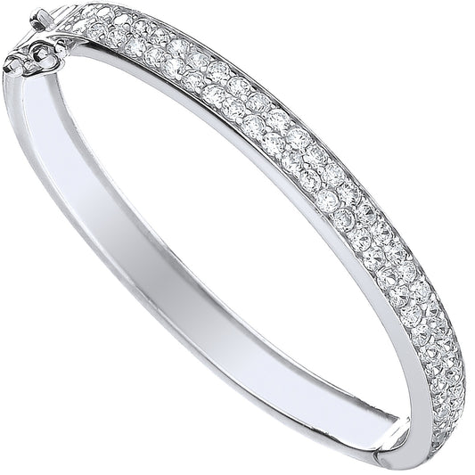 Silver Baby 2 Row Cz Bangle