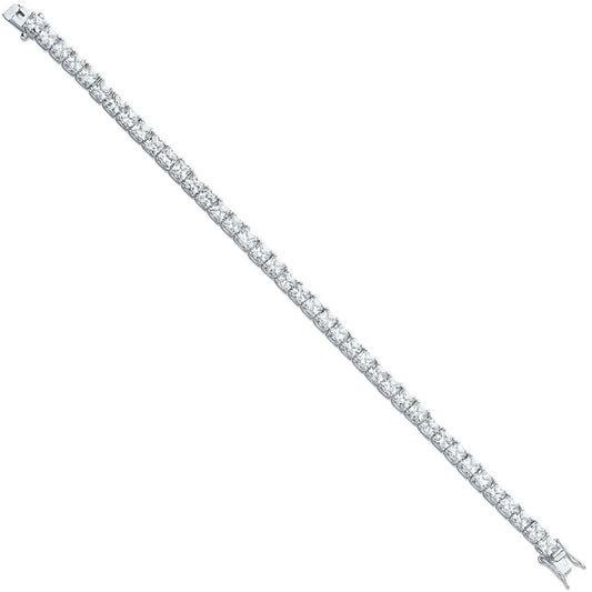 Silver 4.3mm Princess Cut Cz Tennis Bracelet