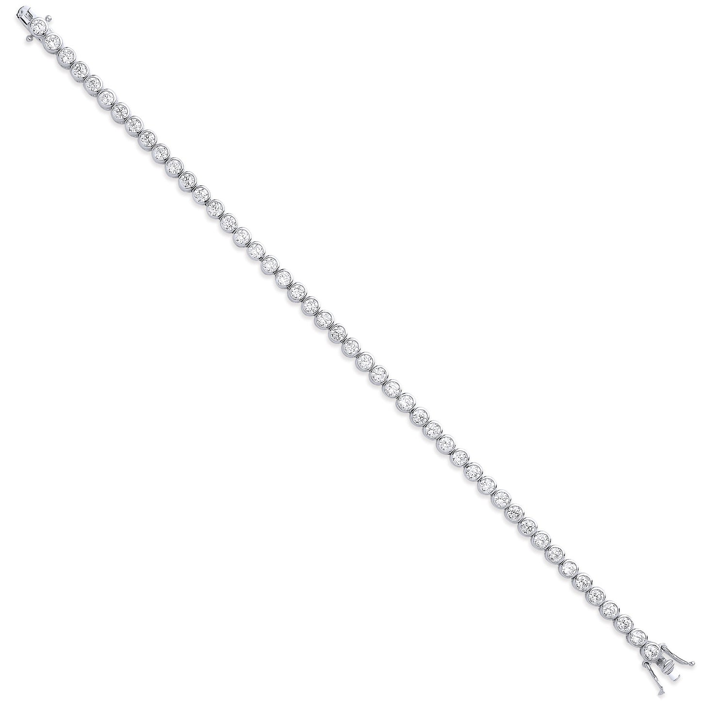 Silver 4.7mm Rubover 3.7mm Cz Tennis Bracelet