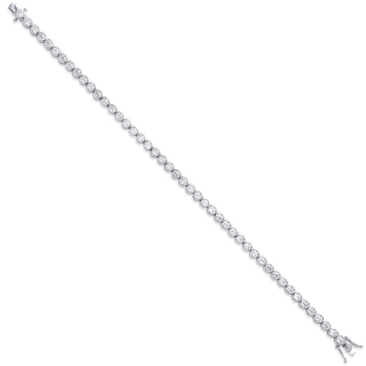 Silver 4.7mm Rubover 3.7mm Cz Tennis Bracelet