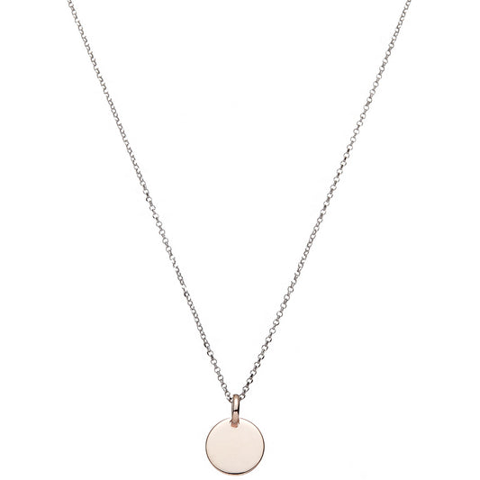 Silver Chain with Solid Rose Circle Pendant