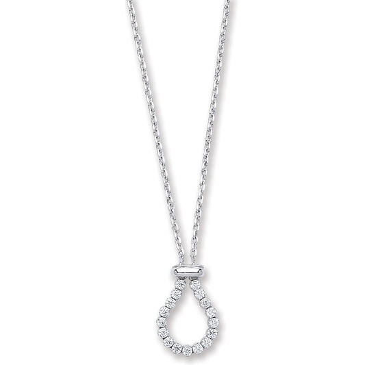 Silver Belcher with Pear Cz Link Chain