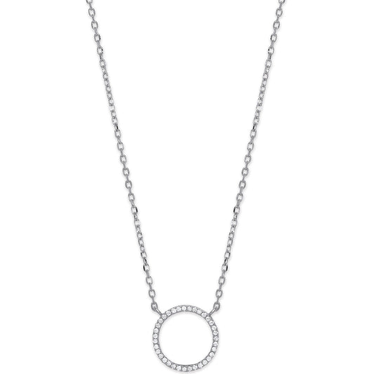 Silver Cz Circle of Life Pendant 16" Necklace with extention