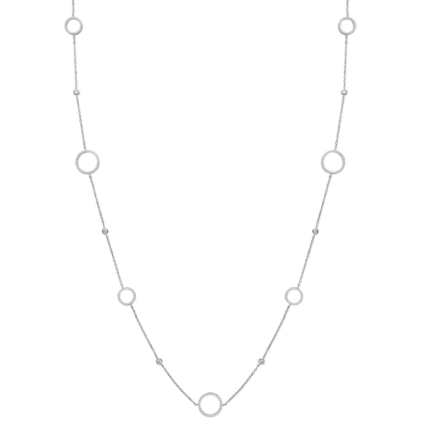 Silver Cz Circle of Life 36" (91cm) Necklace