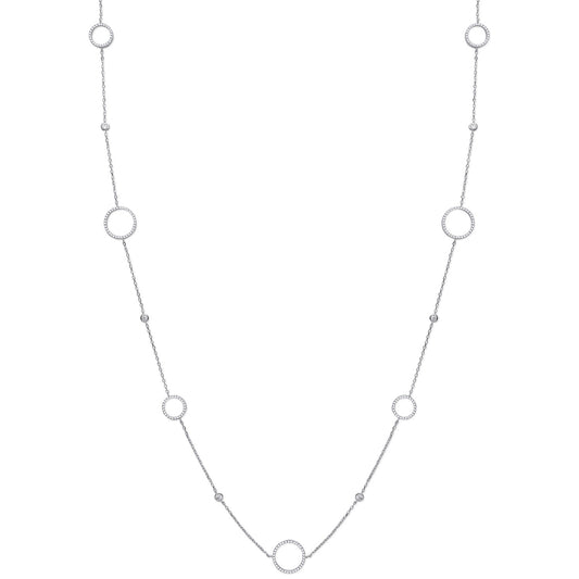 Silver Cz Circle of Life 36" (91cm) Necklace