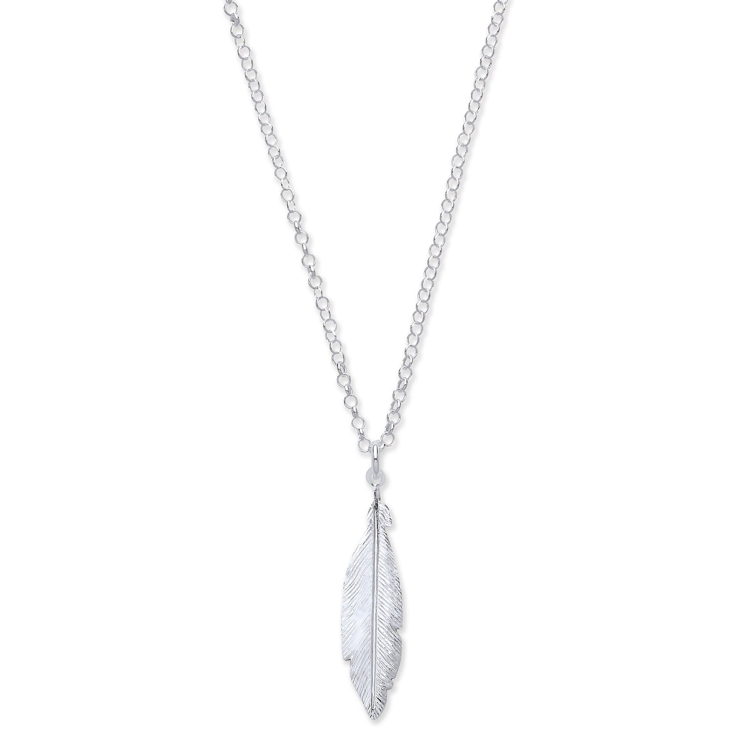 Silver Feather Necklace 16"