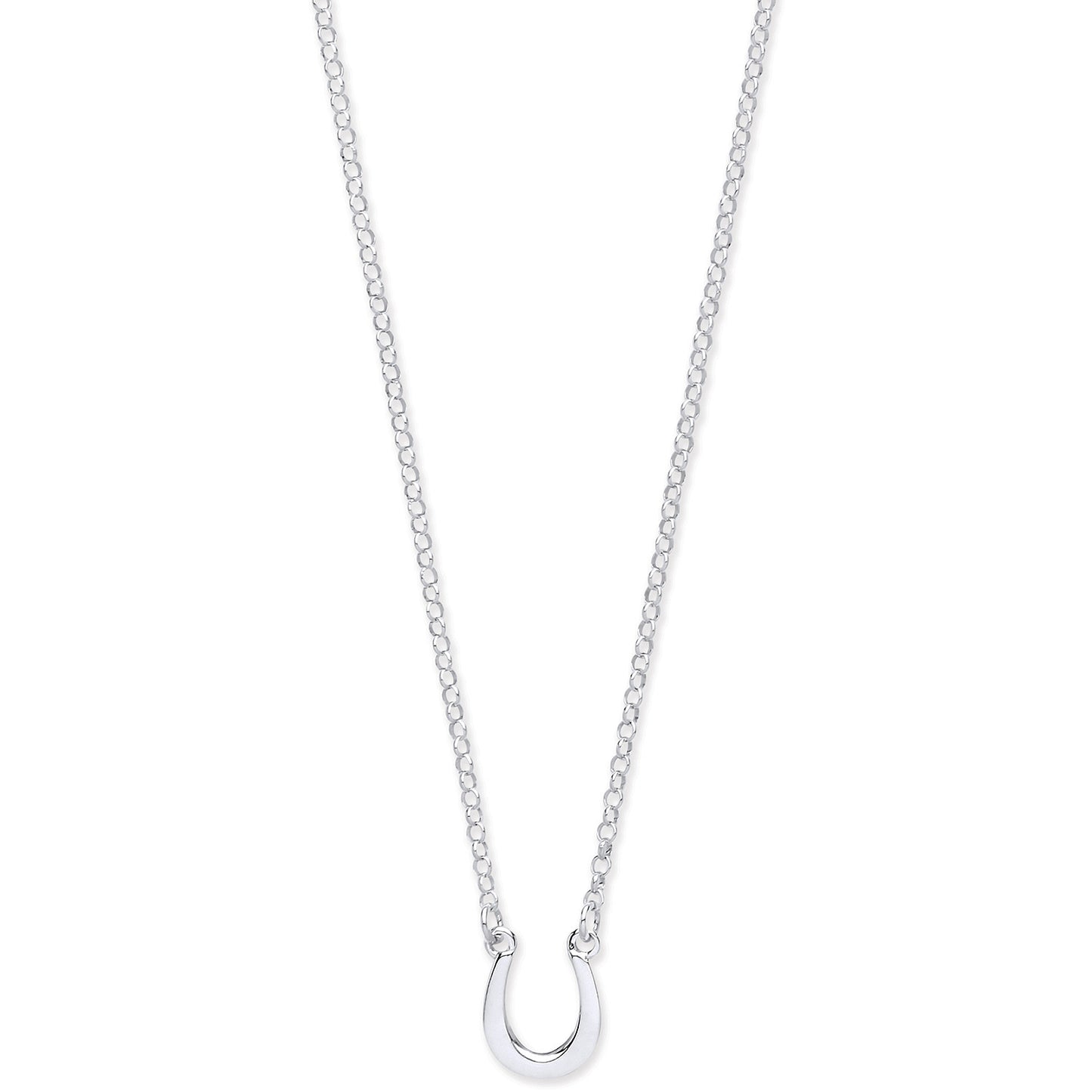 Silver Lucky Horseshoe Necklace 16"