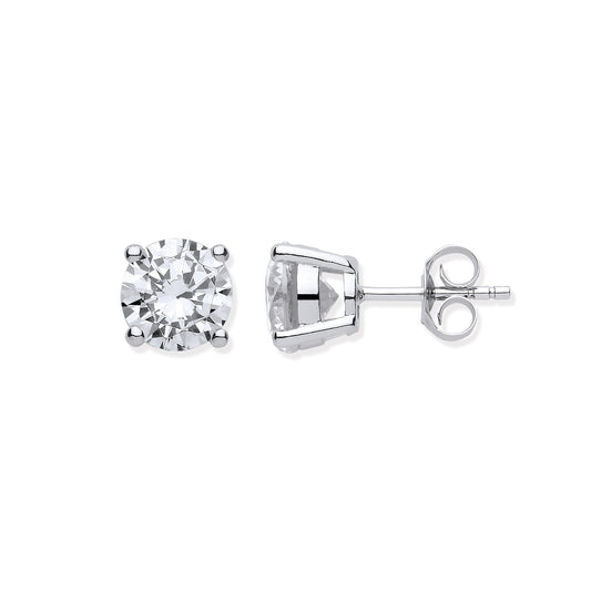 Silver Brilliant Cut Cz 8mm Claw Set Stud