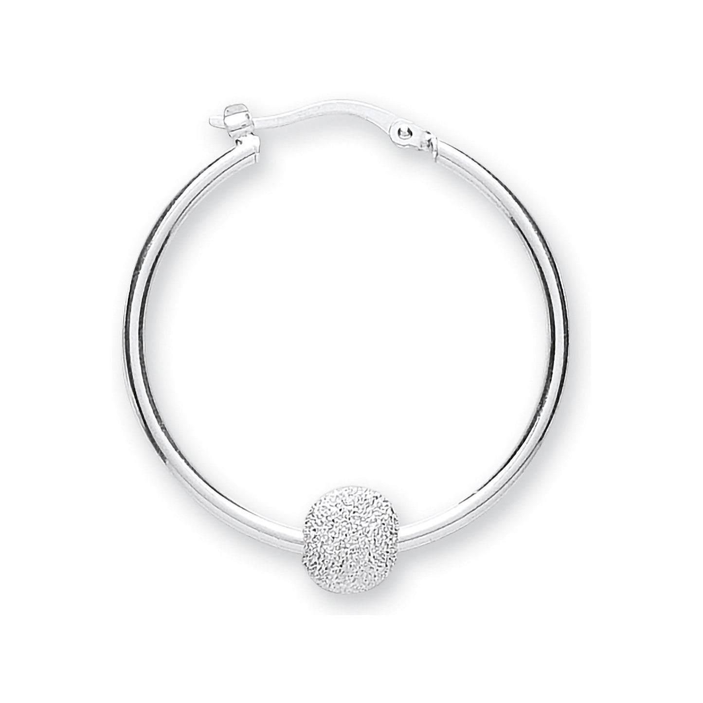 Silver Glitter Ball Hoop Earrings