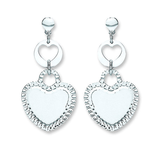 # Silver Heart Drop Earrings