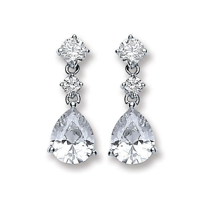 Silver Cz's Small Teardrop Earrings