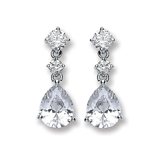 Silver Cz's Small Teardrop Earrings