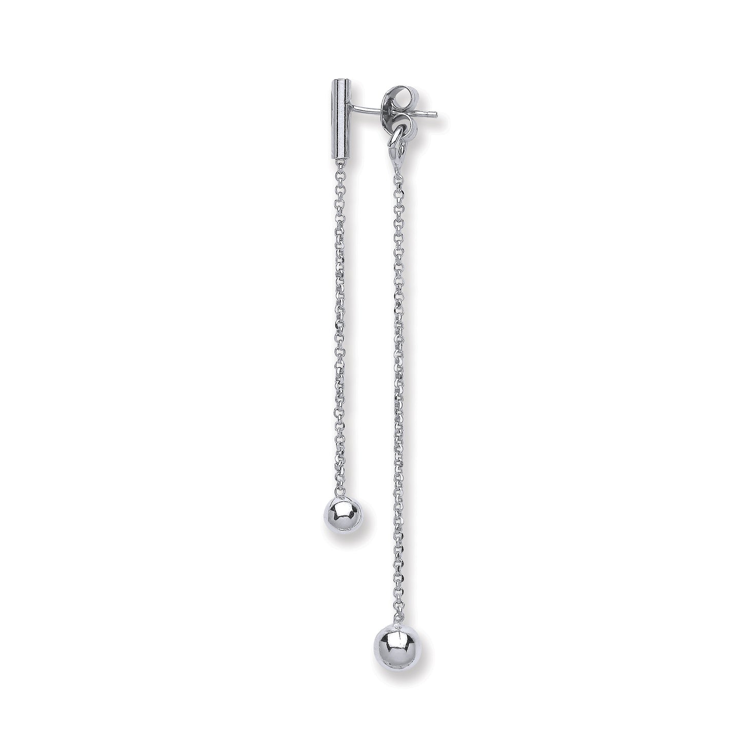 Silver Two Strand Ball Drop Earrings