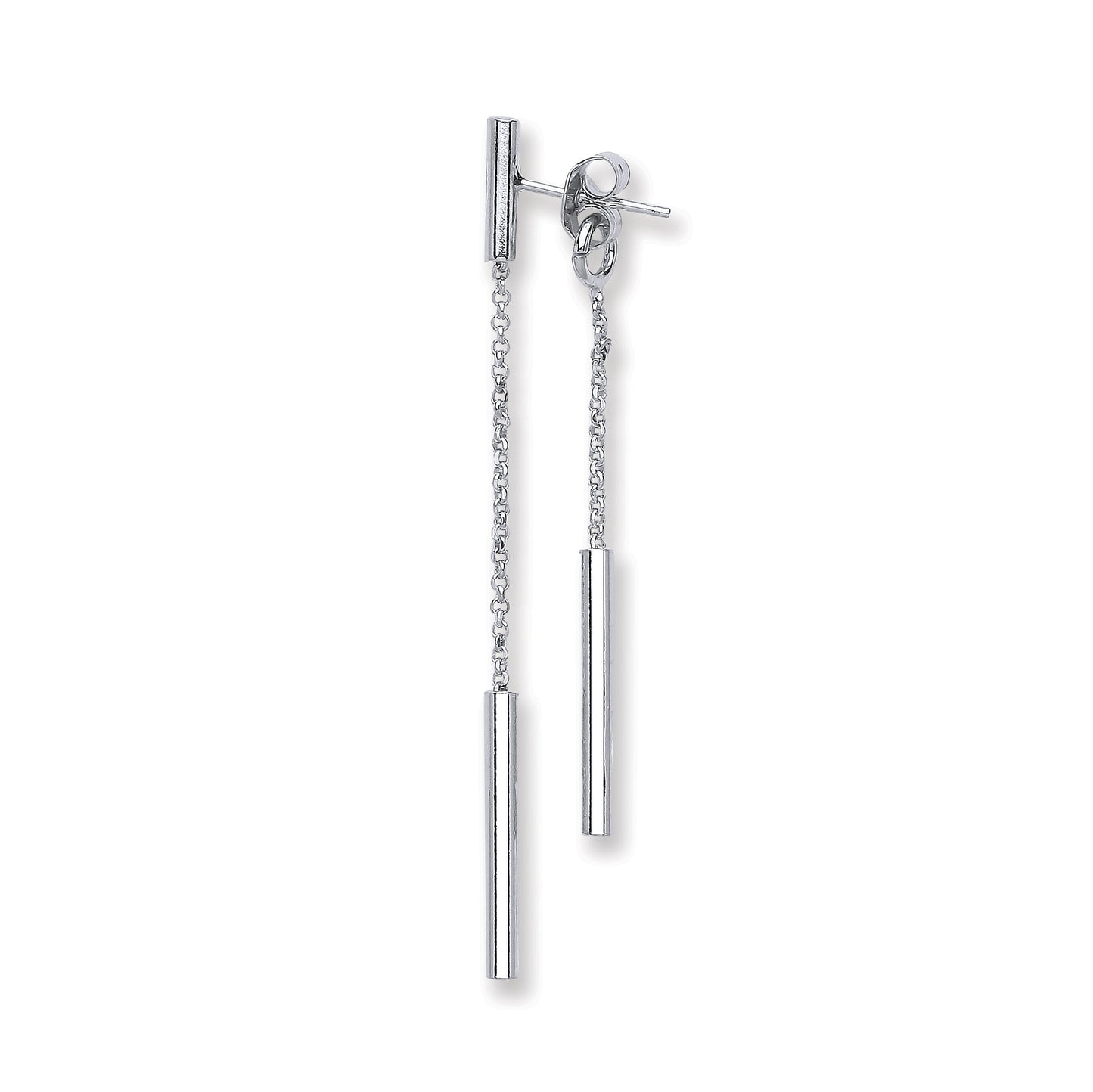 Silver Two Strand Tube Drop Earrings