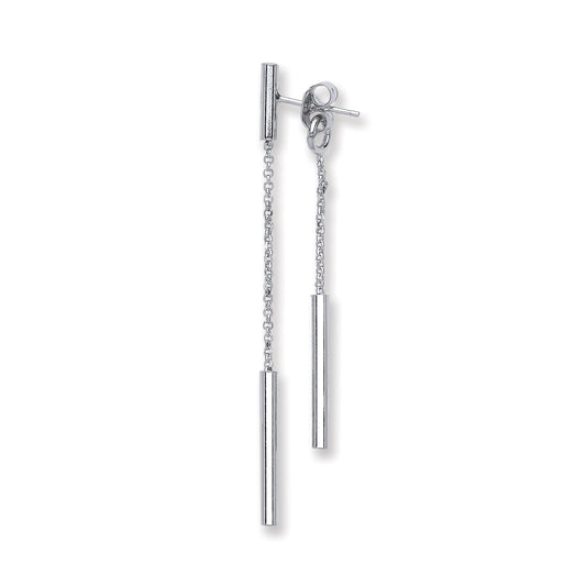 Silver Two Strand Tube Drop Earrings