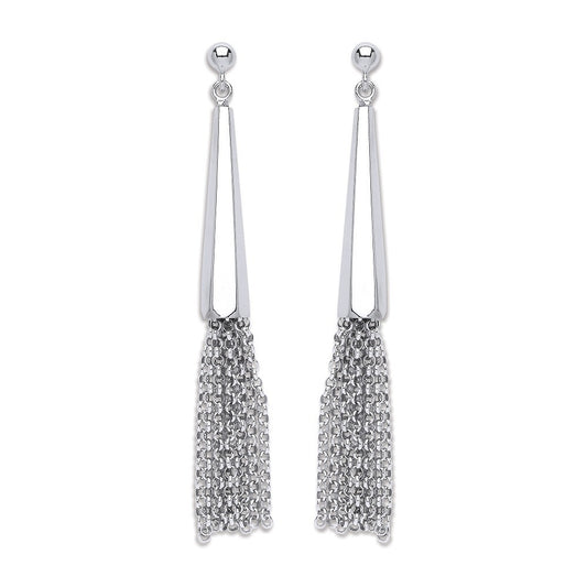 Silver Drop with Tassel Earrings