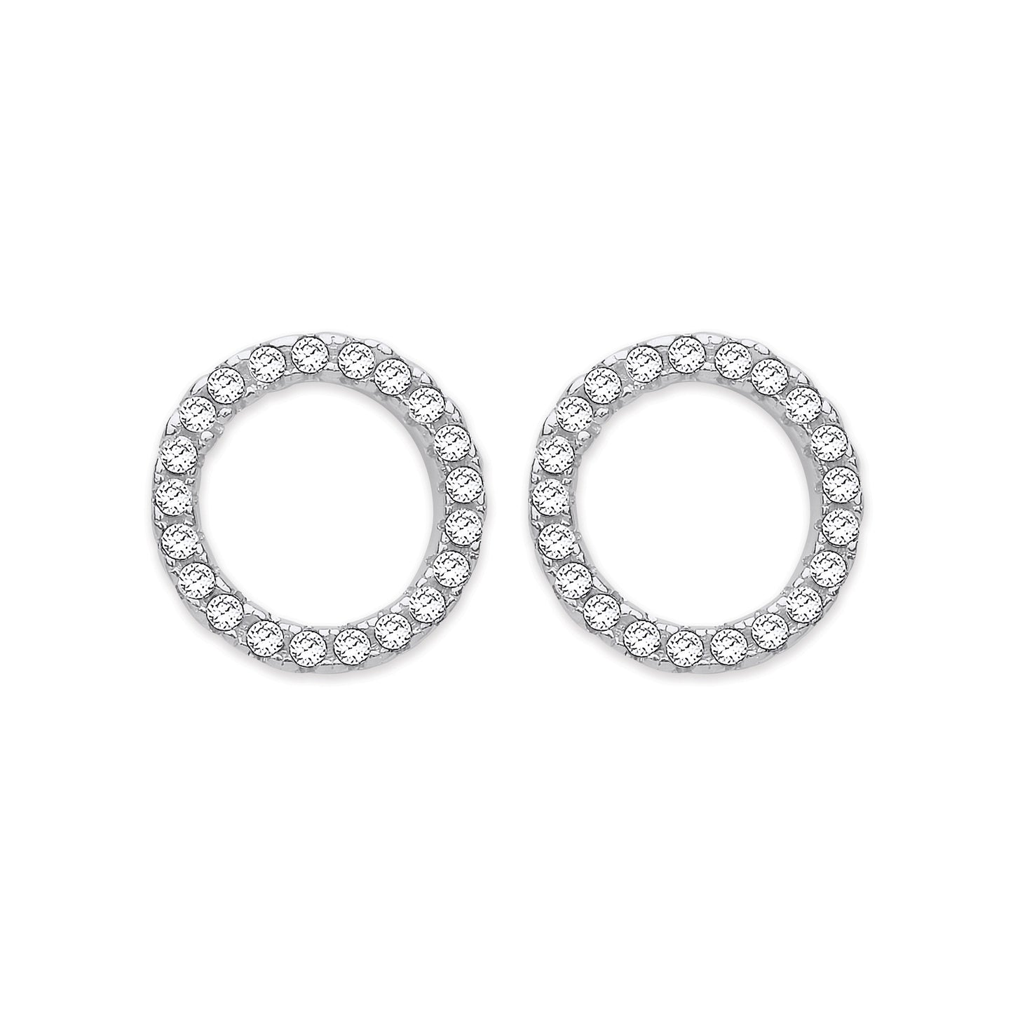 Silver Cz Circle of Life Stud Earrings