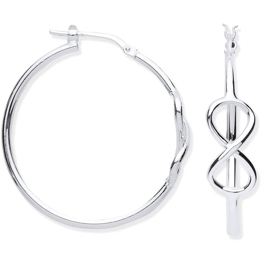 Silver Infinity  34mm Hoop Earrings