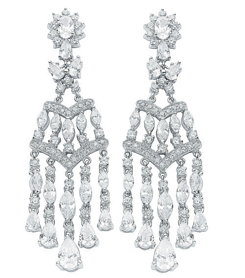 # Silver Fancy Cz Chandelier Drops
