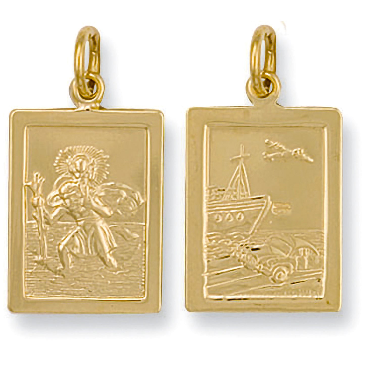Y/G Rectangular Shaped St Christopher Pendant