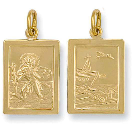 Y/G Rectangular Shaped St Christopher Pendant