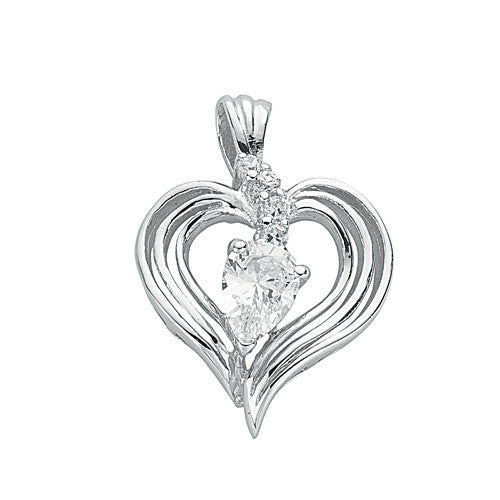 # Silver Fancy Cz Heart Pendant