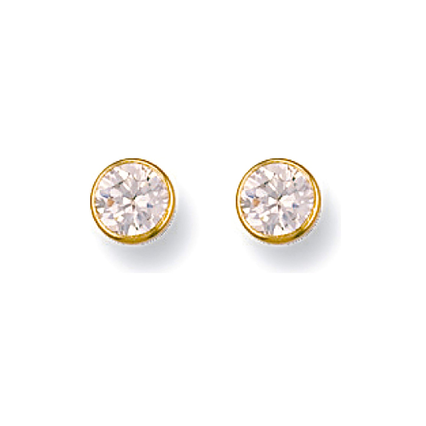 9ct Y/G 5mm Rubover Set Cz Studs