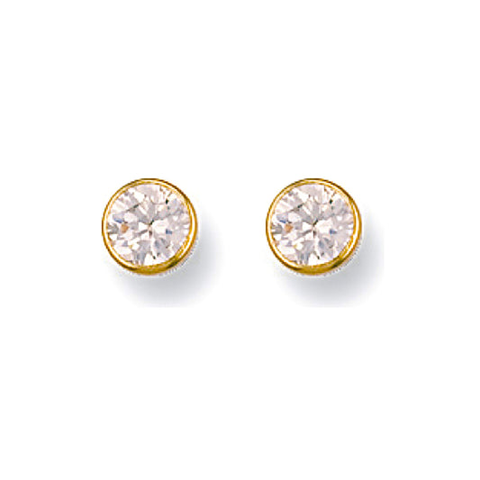 9ct Y/G 5mm Rubover Set Cz Studs