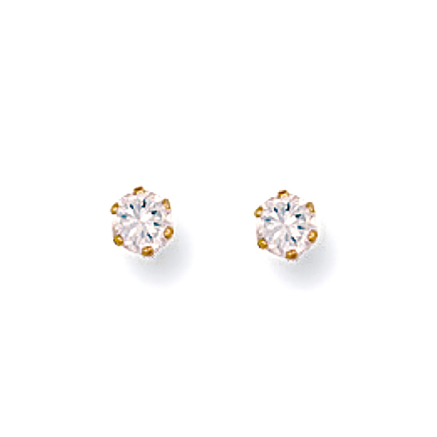 9ct Y/G 3mm Claw Set Cz Studs