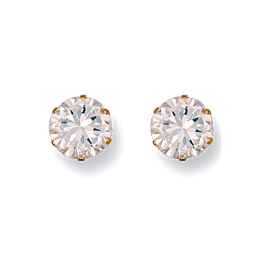 9ct Y/G 7mm Claw Set Cz Studs