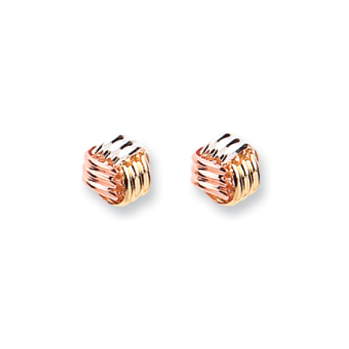 9ct Y W & R/G Fancy Knot Studs