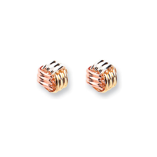 9ct Y W & R/G Fancy Knot Studs